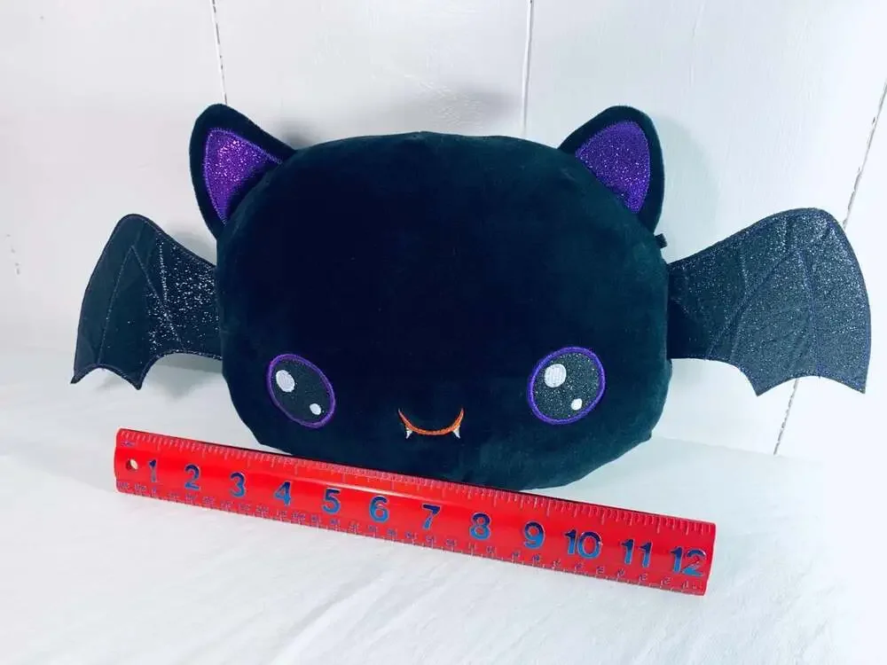 Black Halloween adorable Vampire Bat plush purple sparkly ears